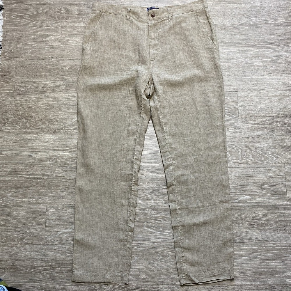 Grayers Aventura Washed Linen Safari Pants Men's 38x32 Khaki Brown NWT $155 MSRP